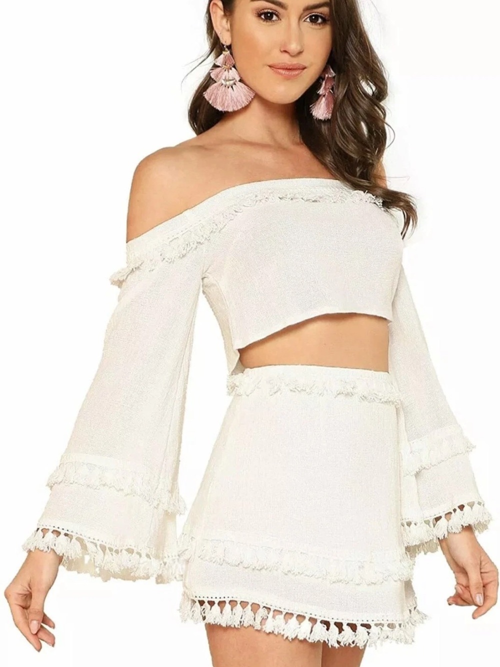 Skylar + Madison Crop Top & Matching Mini Skirt Boho Set Sz Medium